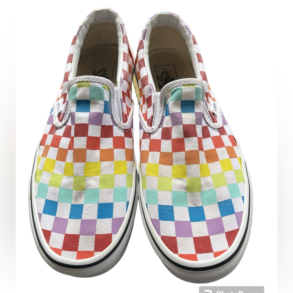 VANS Rainbow Checked Slip On Sneakers Women’s Size 9.5, Men’s Size 8